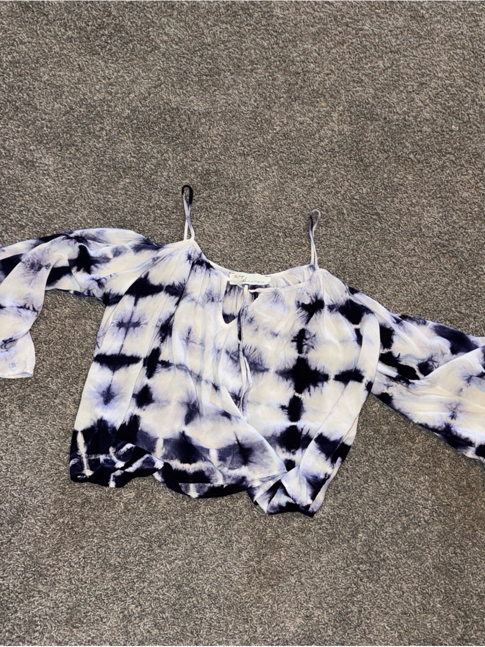 Tie-Dye Off-Shoulder Camisole Top - purple  & White